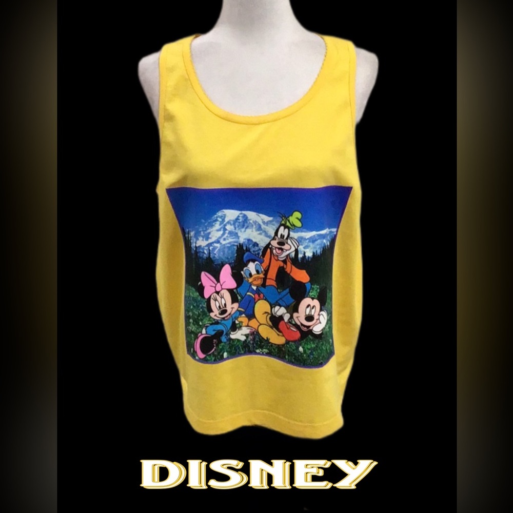 NWT Vintage, Disney,‎ Mickey Unlimited, Brazos Sportswear, Tank Top, Yellow, XL
